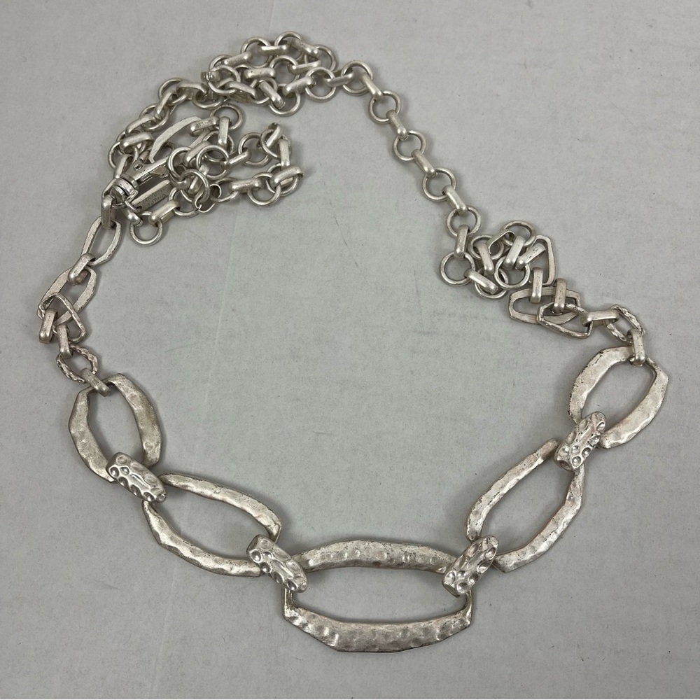 Chicos Silver Chain Link Belt Adjustable